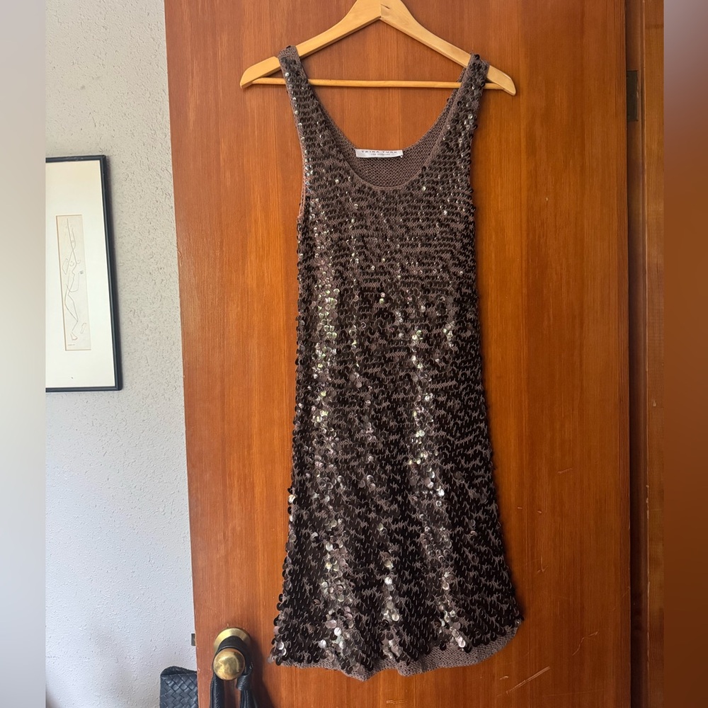 Trina Turk Brown Sequin Knit Minidress